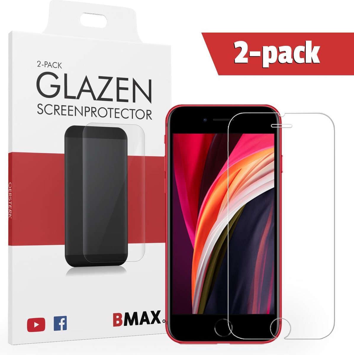 2-pack Bmax Apple Iphone Se 2020 Screenprotector - Glass - 2.5d