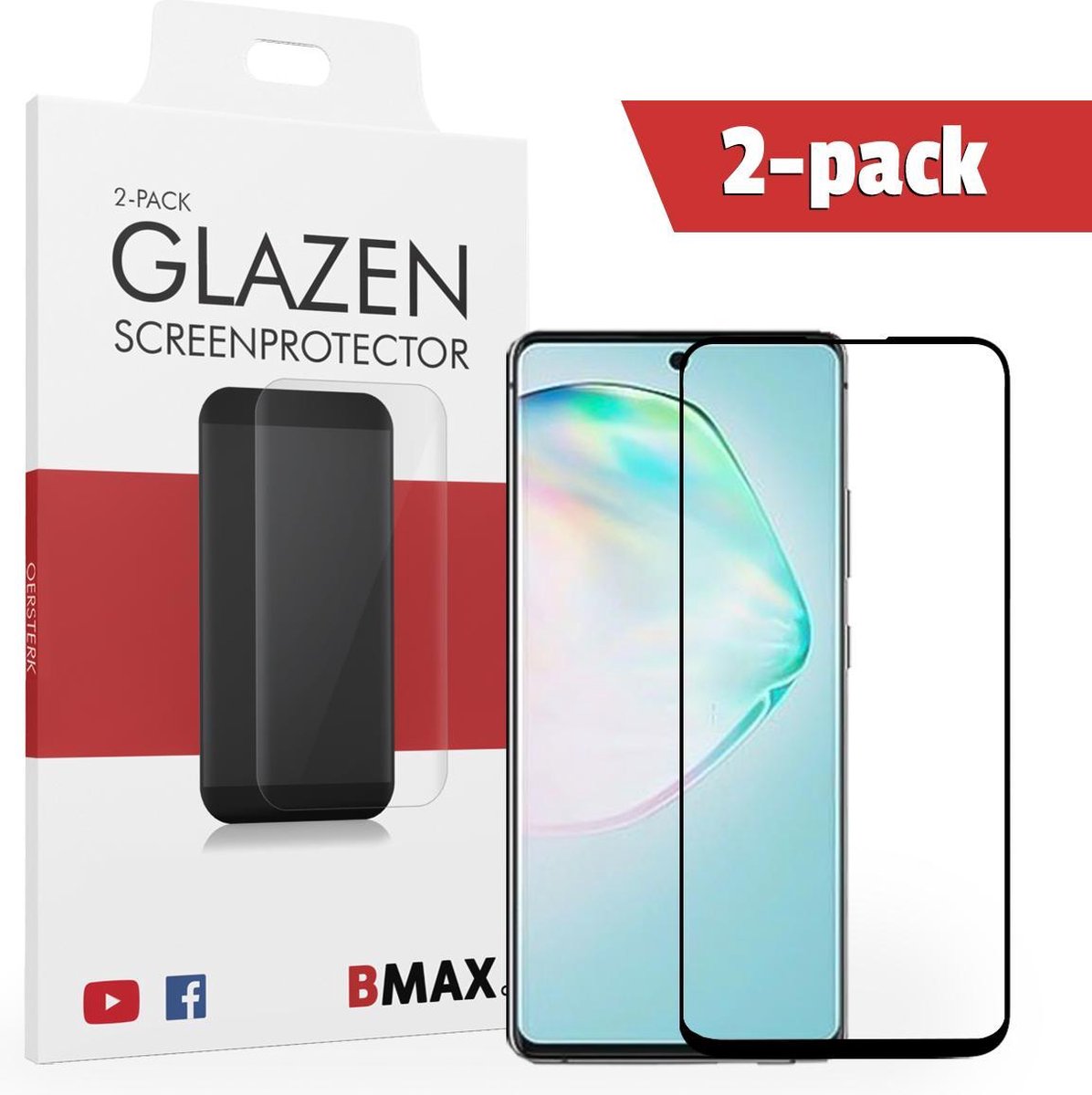 2-pack Bmax Samsung Galaxy A91 Screenprotector - Glass - Full Cover 2.5d - Black