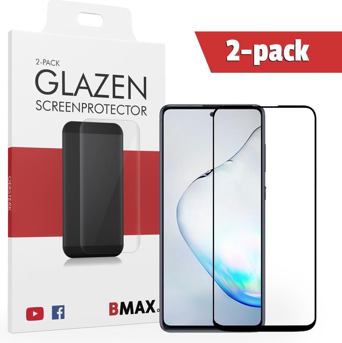 2-pack Bmax Samsung Galaxy Note 10 Lite Screenprotector - Glass - Full Cover 2.5d - Black