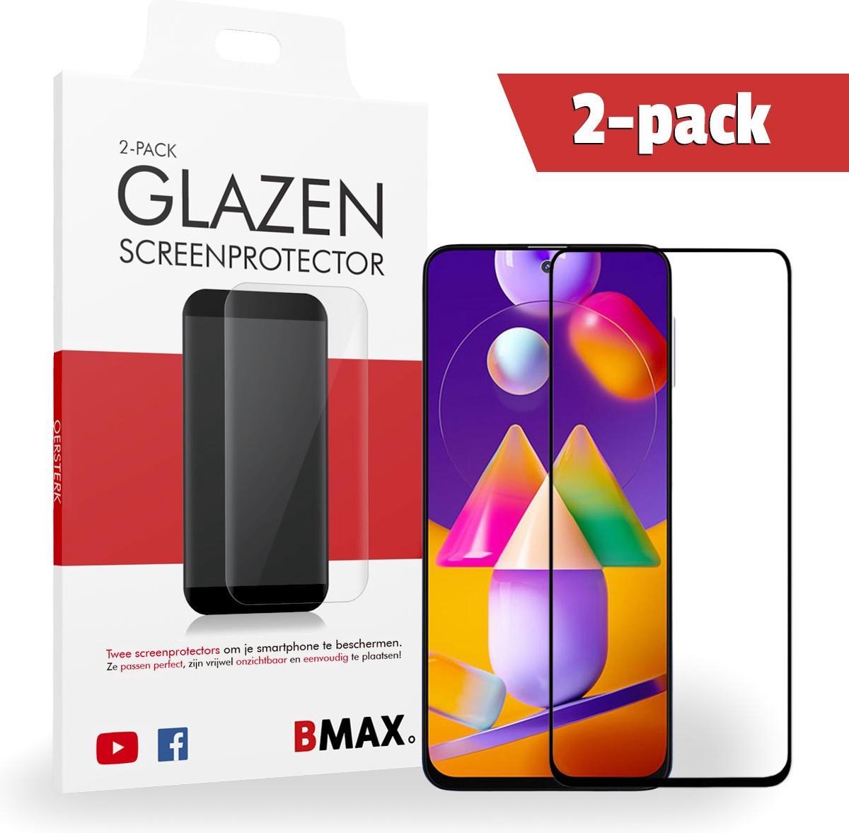 2-pack Bmax Samsung Galaxy M31s Screenprotector - Glass - Full Cover 2.5d - Black