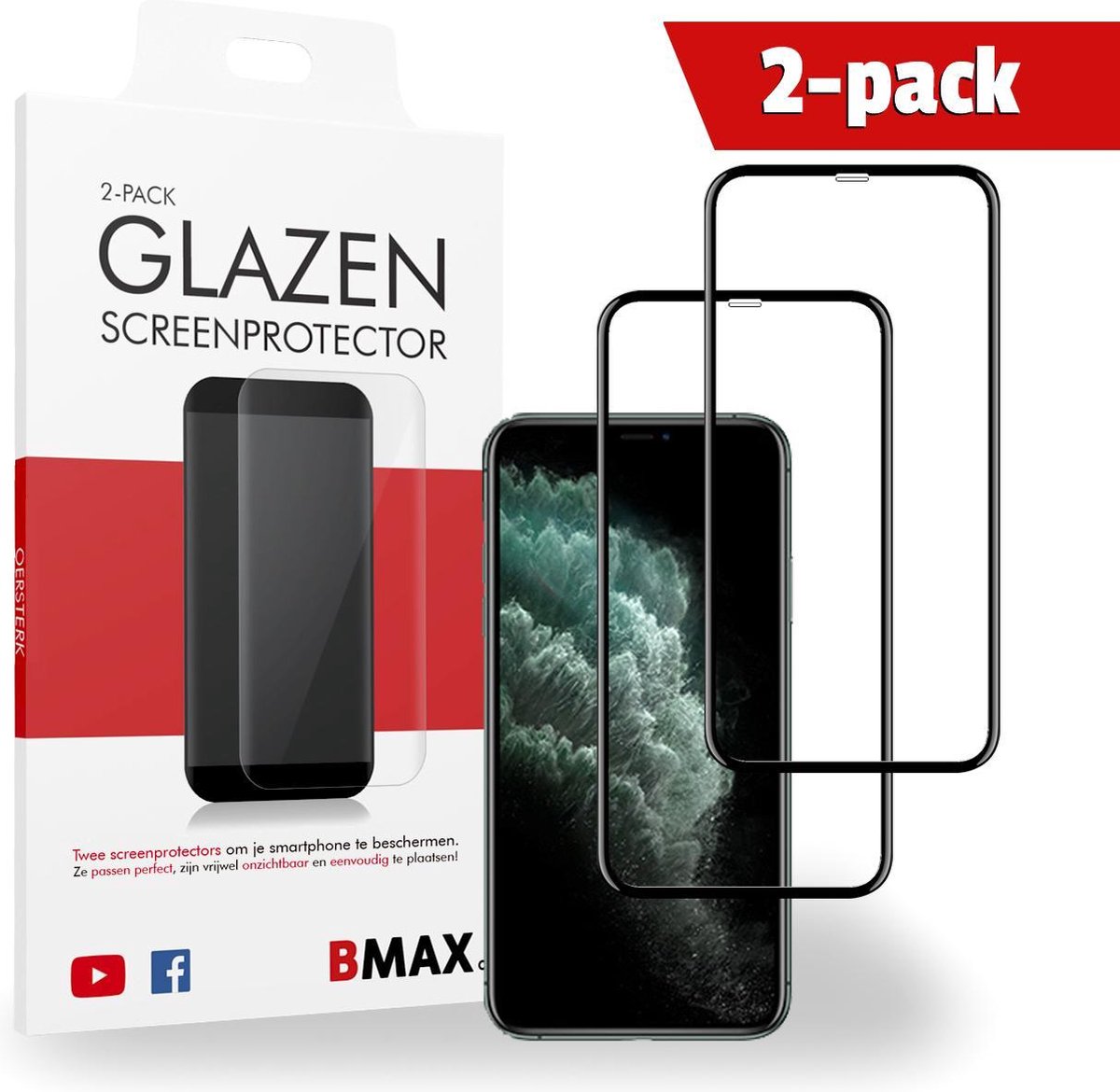 2-pack Bmax Apple Iphone 11 Pro Screenprotector - Glass - 5d