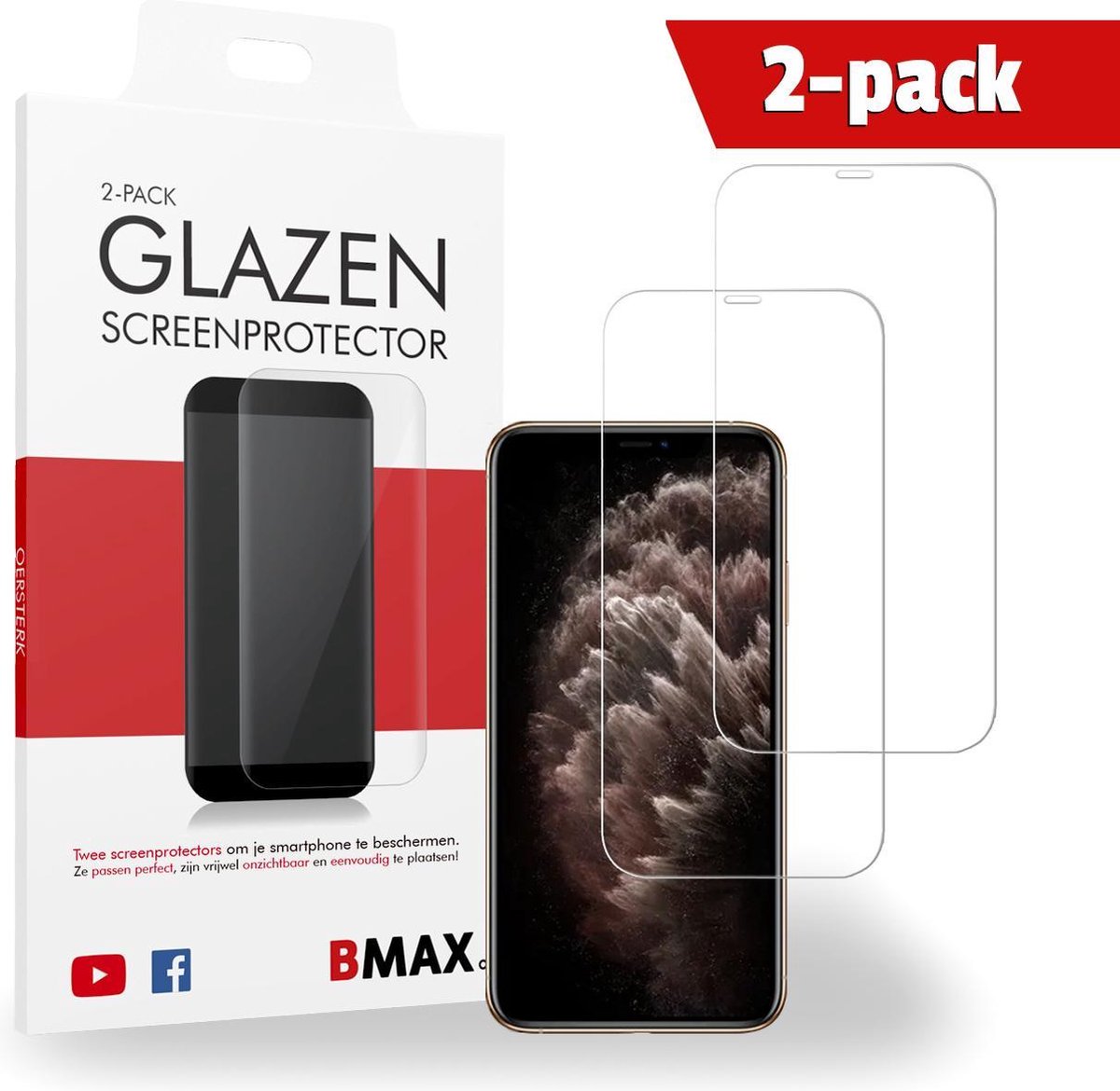 2-pack Bmax Apple Iphone 11 Pro Max Screenprotector - Glass - 2.5d