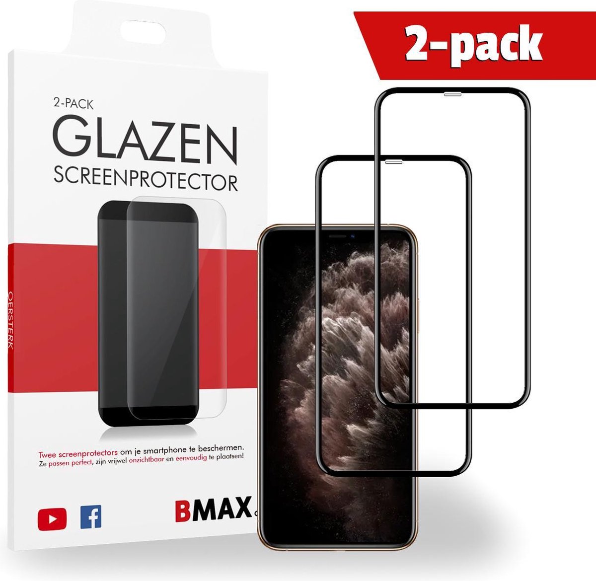 2-pack Bmax Apple Iphone 11 Pro Max Screenprotector - Glass - 5d