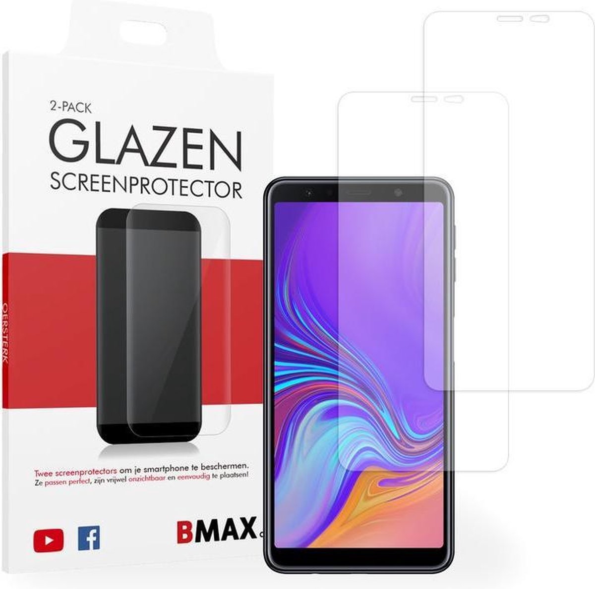 2-pack Bmax Samsung Galaxy A7 2018 Screenprotector - Glass - 2.5d