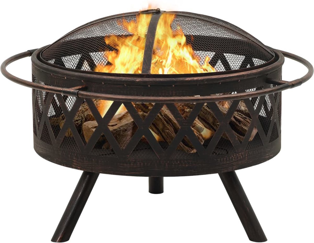 Vidaxl Vuurplaats Met Pook Xxl 76 Cm Staal - Zwart