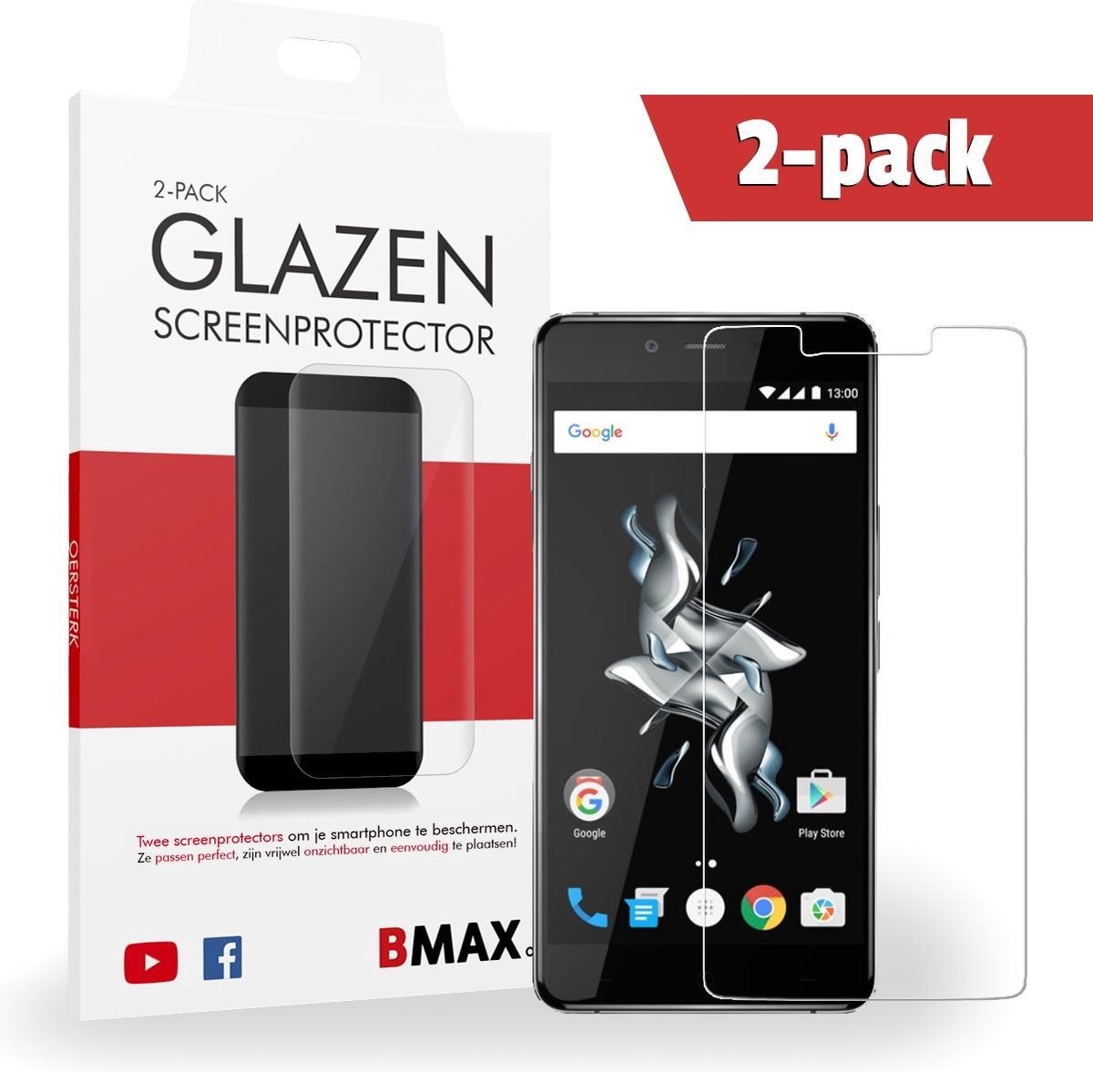 2-pack Bmax Oneplus X Screenprotector - Glass - 2.5d