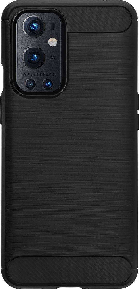 Bmax Carbon Soft Case Hoesje Voor Oneplus 9 Pro - Black/ - Zwart