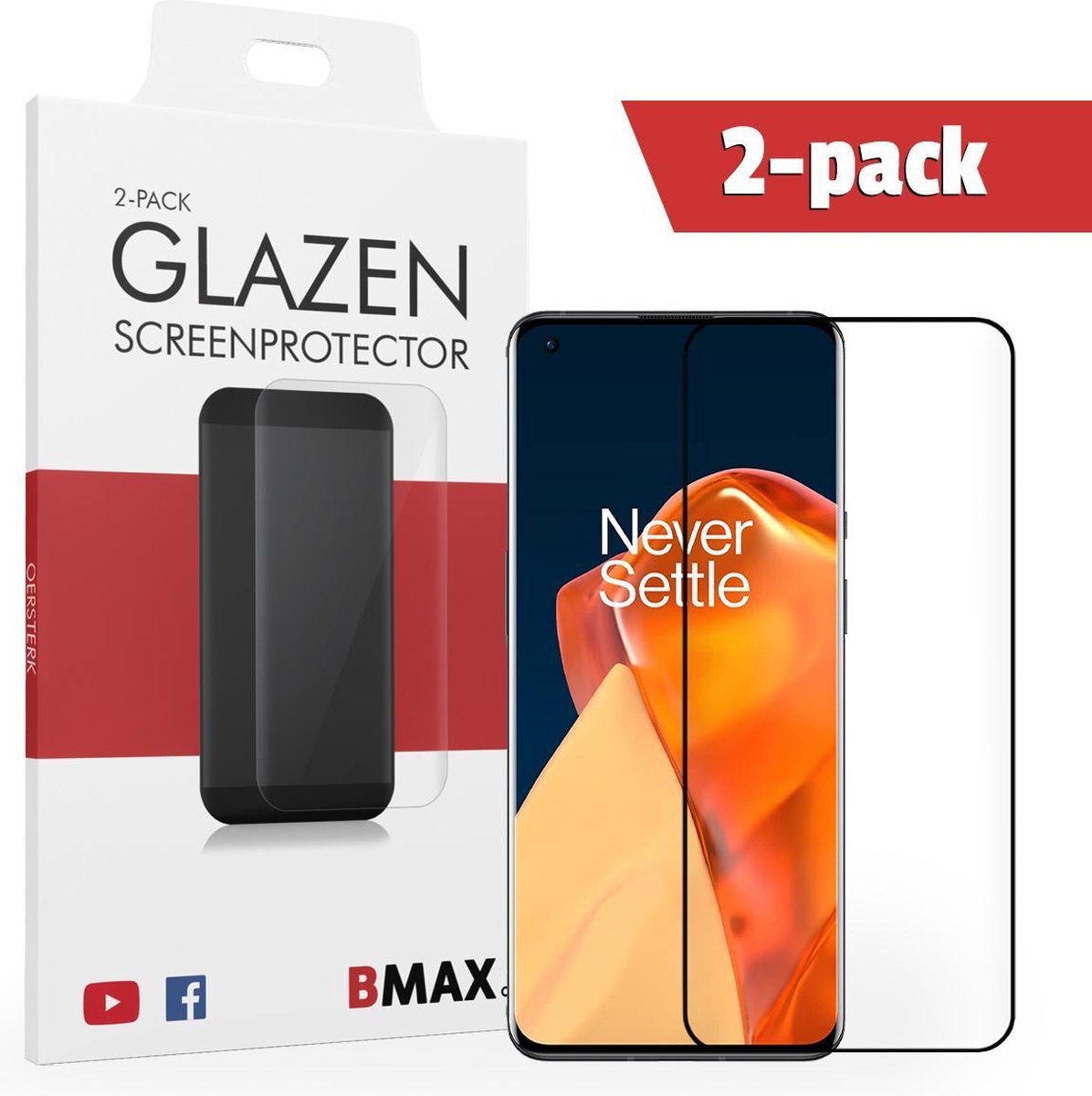 2-pack Bmax Oneplus 9 Pro Screenprotector - Glass - Full Cover 5d - Black