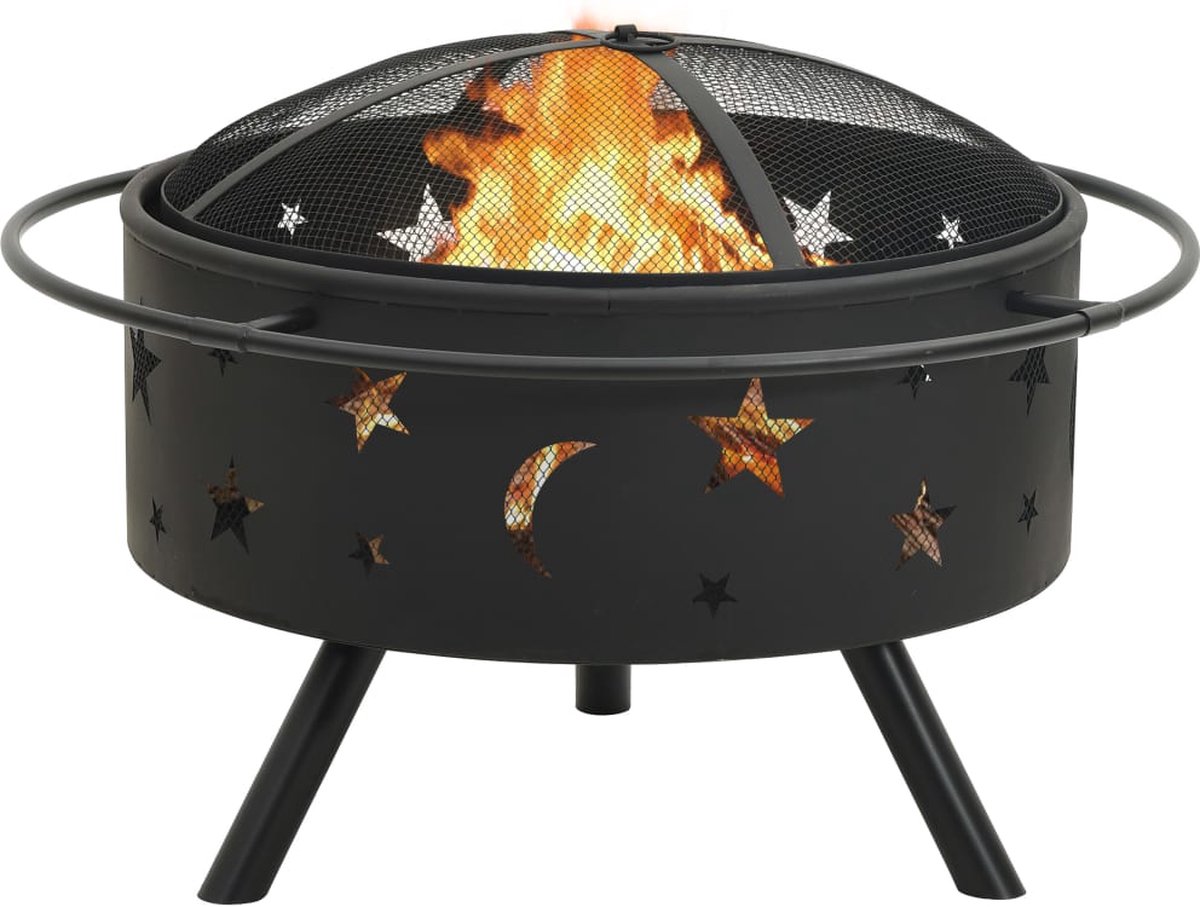 Vidaxl Vuurplaats Met Pook Xxl 76 Cm Staal - Zwart