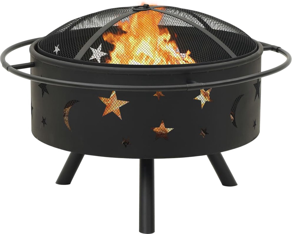 Vidaxl Vuurplaats Met Pook Xxl 76 Cm Staal - Zwart