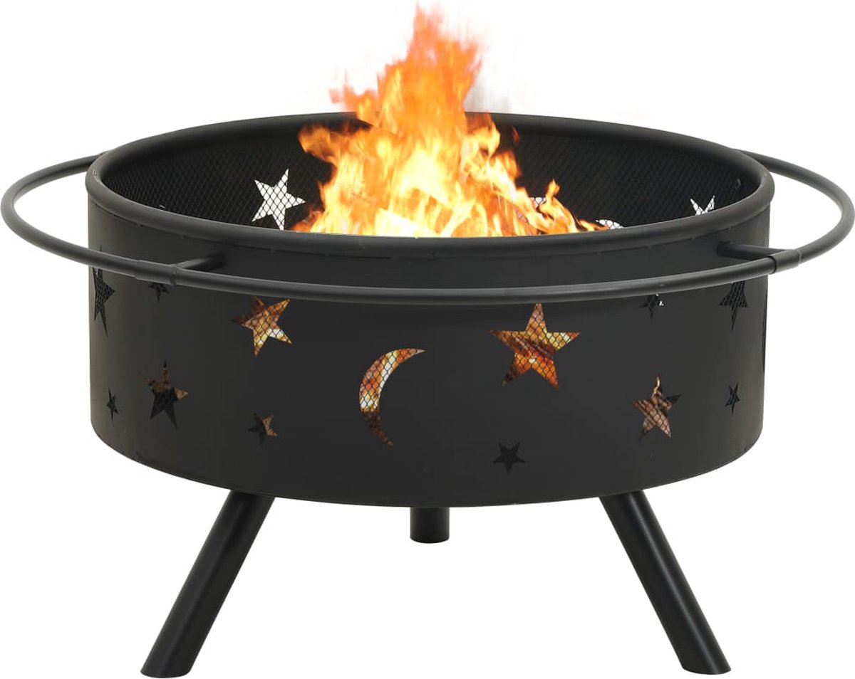 Vidaxl Vuurplaats Met Pook Xxl 76 Cm Staal - Zwart