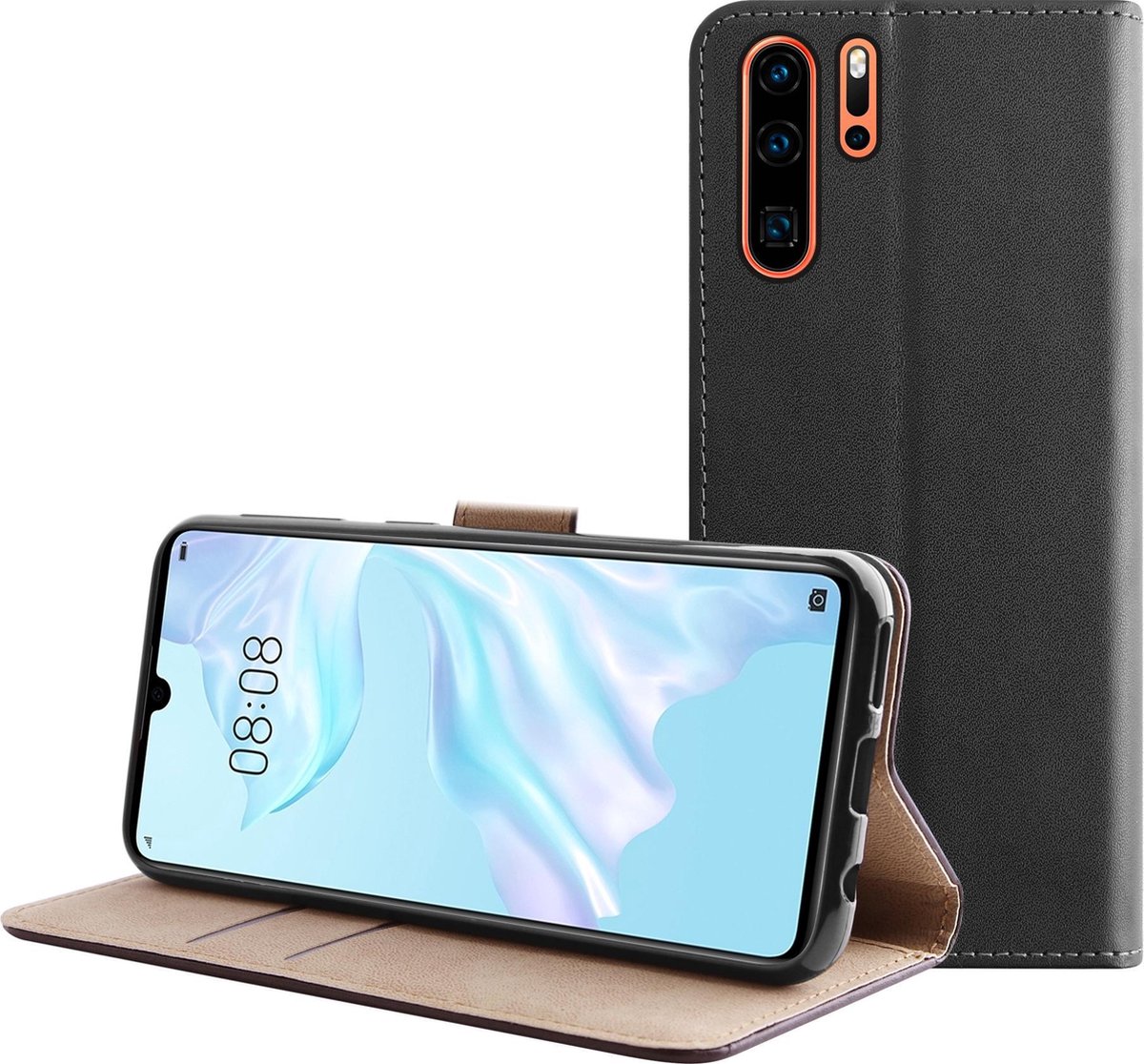 Bmax Leren Flip Case Hoesje Voor Huawei P30 Pro - - Zwart