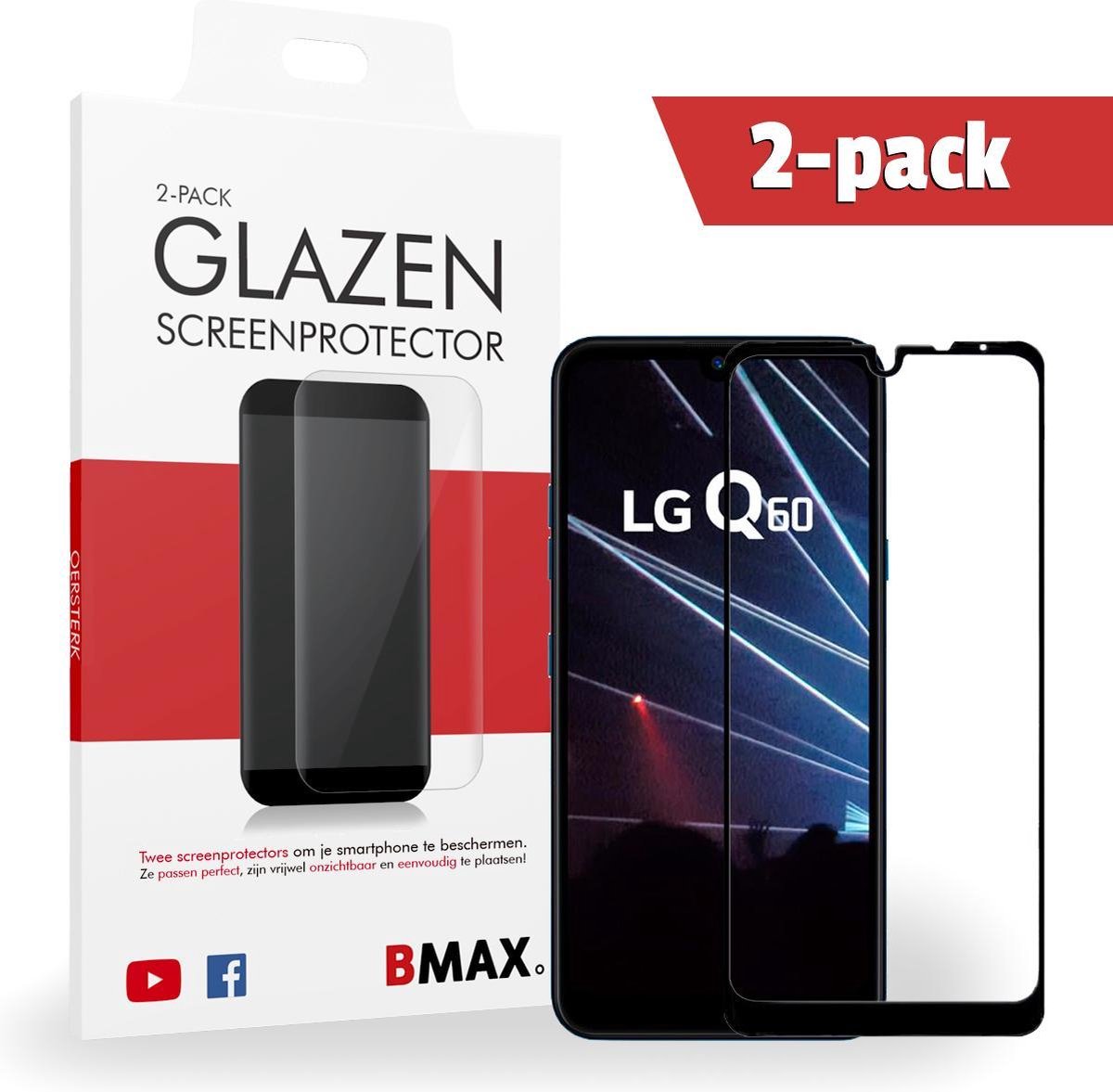 2-pack Bmax Lg Q60 Screenprotector - Glass - Full Cover 2.5d - Black
