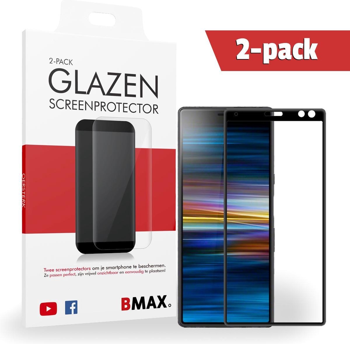 2-pack Bmax Sony Xperia 10 Screenprotector - Glass - Full Cover 2.5d - Black