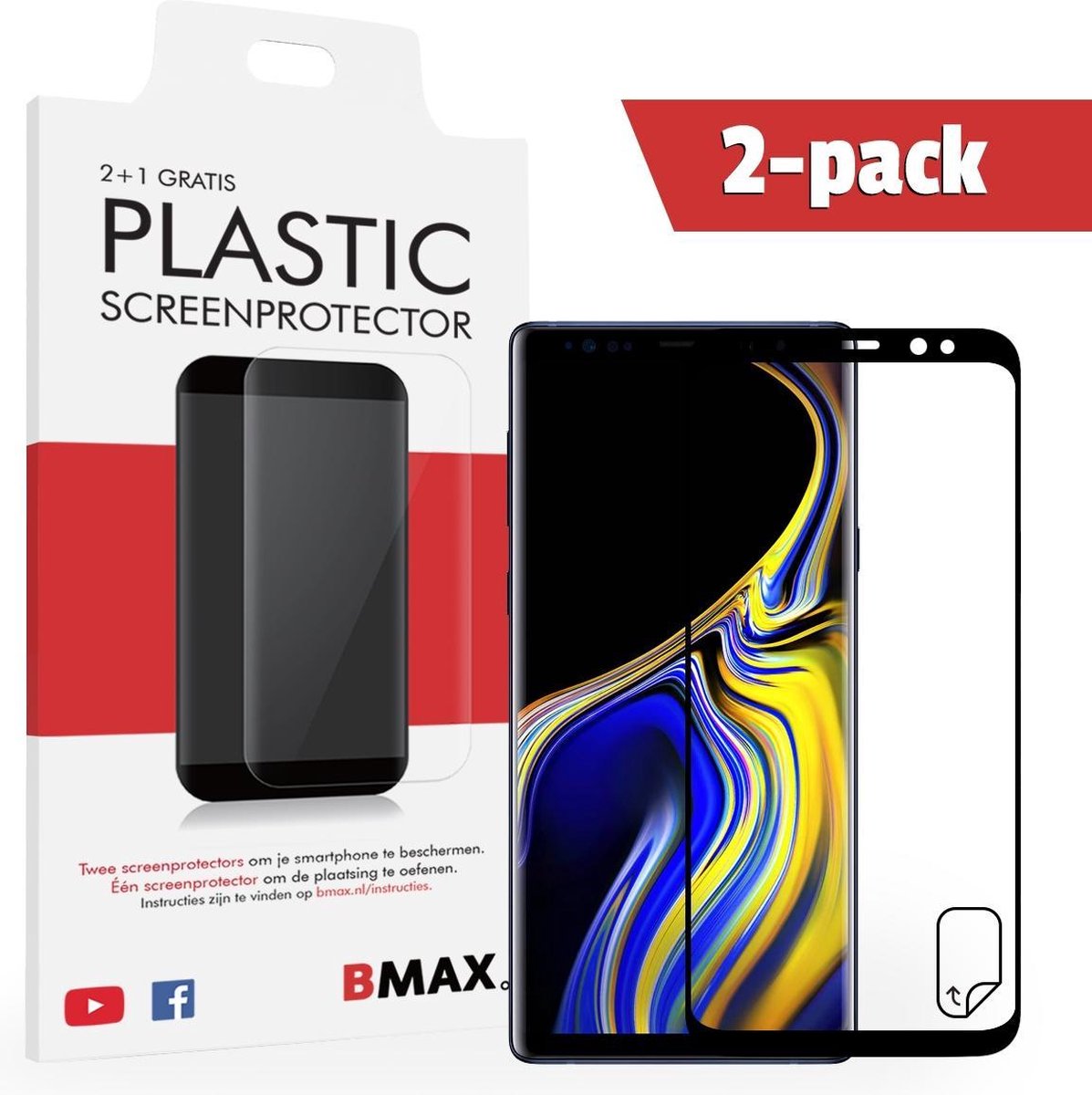 2+1-pack Bmax Samsung Galaxy Note 9 Screenprotector - Pet - Full Cover