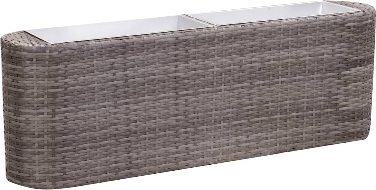 Vidaxl Plantenbak Verhoogd 120x24x40 Cm Poly Rattan - Grijs