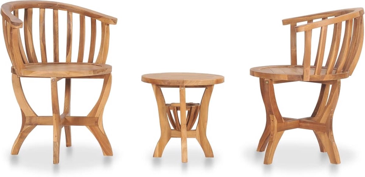 Vidaxl 3-delige Bistroset Massief Teakhout - Bruin