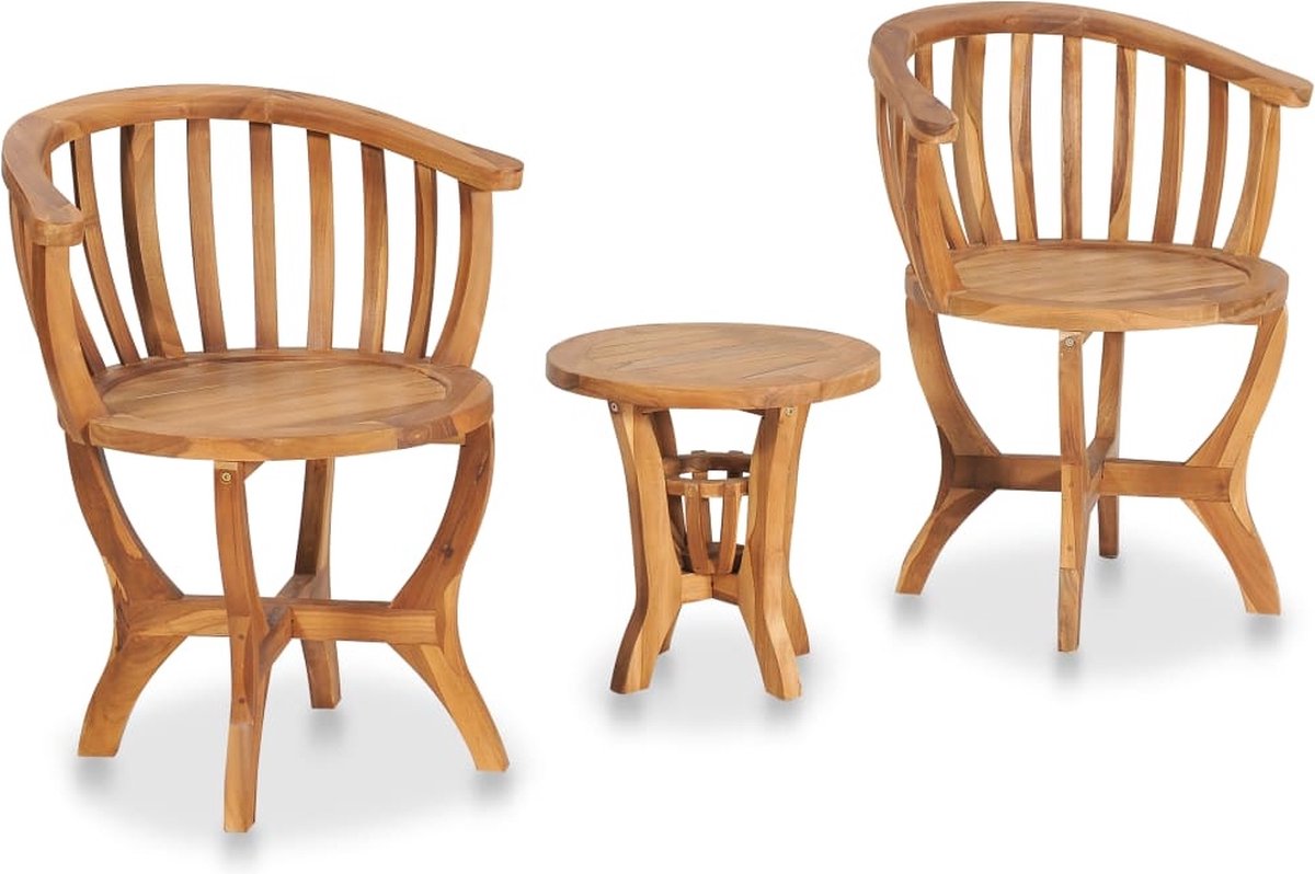 Vidaxl 3-delige Bistroset Massief Teakhout - Bruin