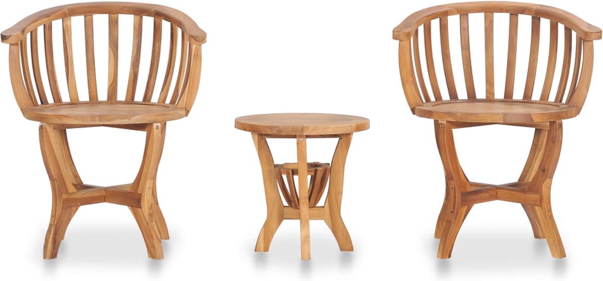 Vidaxl 3-delige Bistroset Massief Teakhout - Bruin