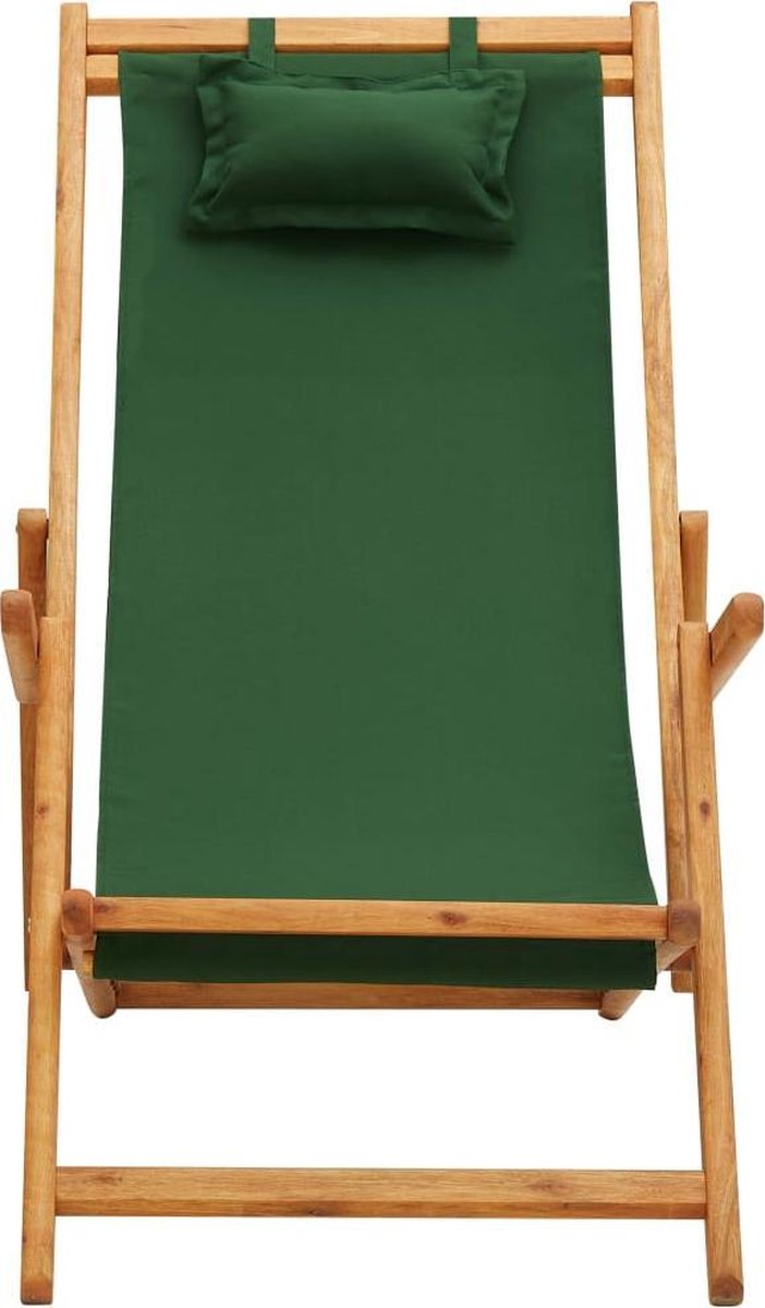 Vidaxl Strandstoel Inklapbaar Massief Eucalyptushout En Stof - Groen
