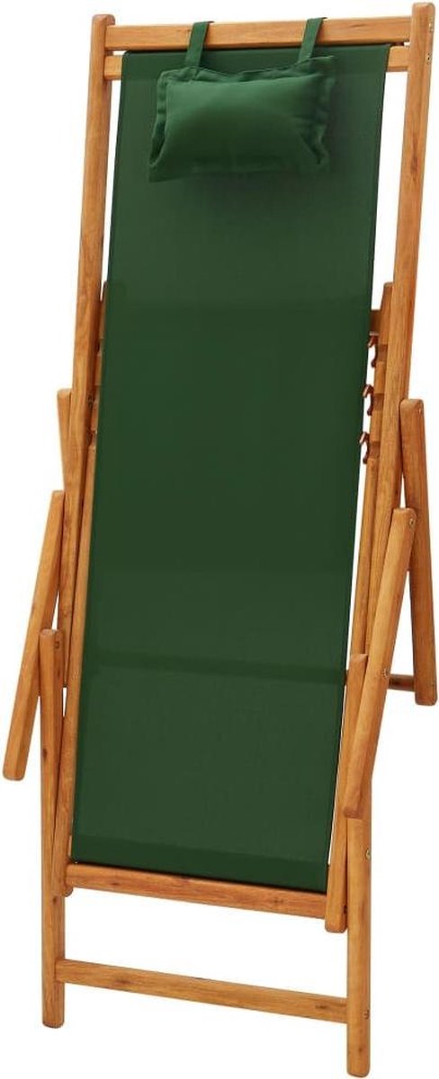 Vidaxl Strandstoel Inklapbaar Massief Eucalyptushout En Stof - Groen