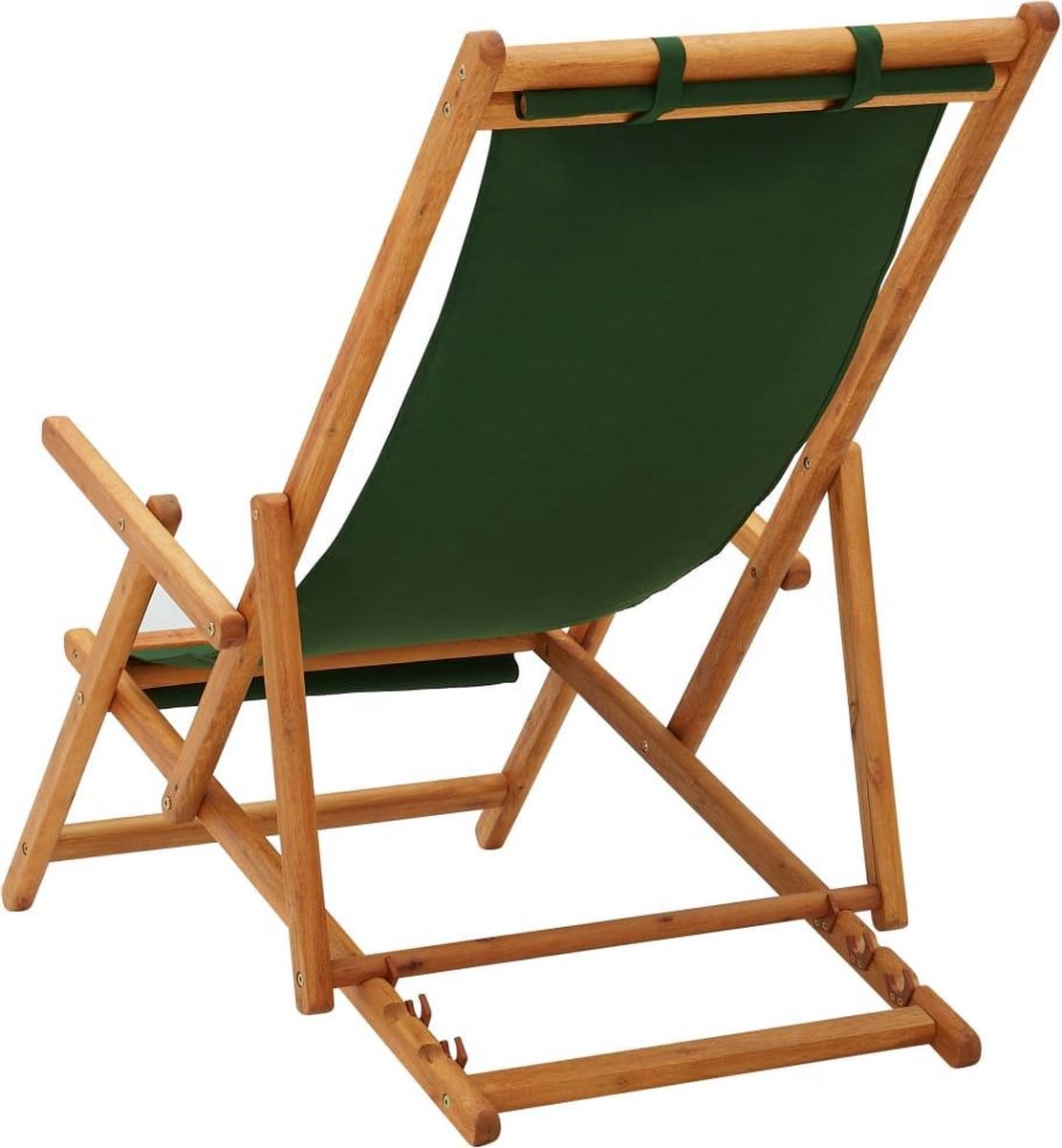 Vidaxl Strandstoel Inklapbaar Massief Eucalyptushout En Stof - Groen