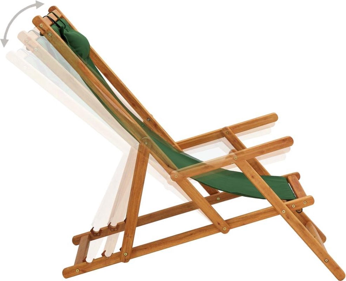 Vidaxl Strandstoel Inklapbaar Massief Eucalyptushout En Stof - Groen