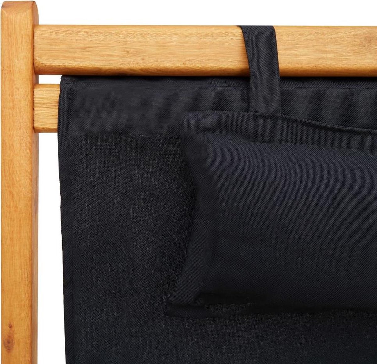 Vidaxl Strandstoel Inklapbaar Massief Eucalyptushout En Stof - Zwart