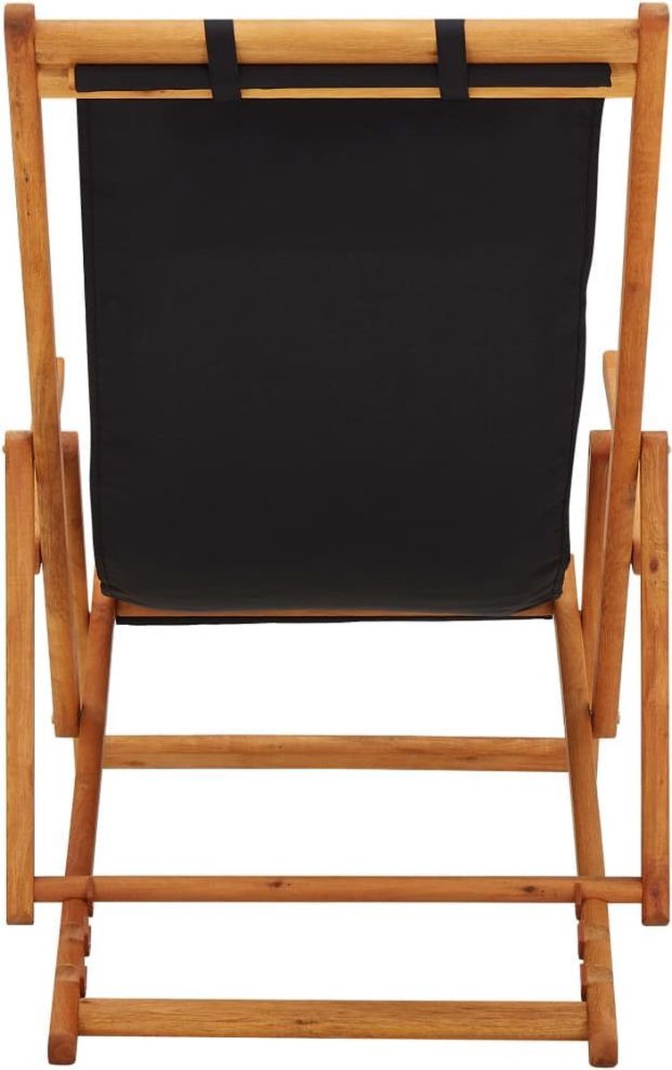 Vidaxl Strandstoel Inklapbaar Massief Eucalyptushout En Stof - Zwart