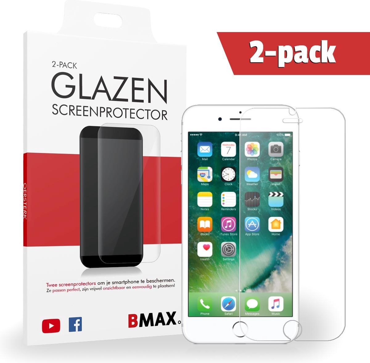 2-pack Bmax Apple Iphone 7 Plus Screenprotector - Glass - 2.5d