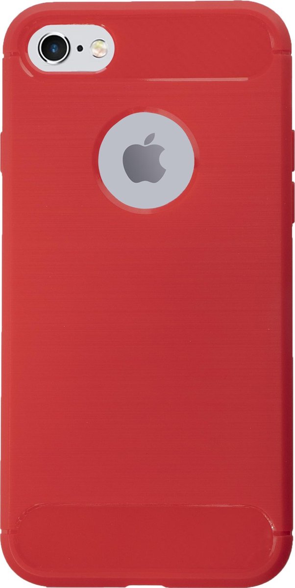 Bmax Carbon Soft Case Hoesje Voor Iphone 7/8 - Red/ - Rood