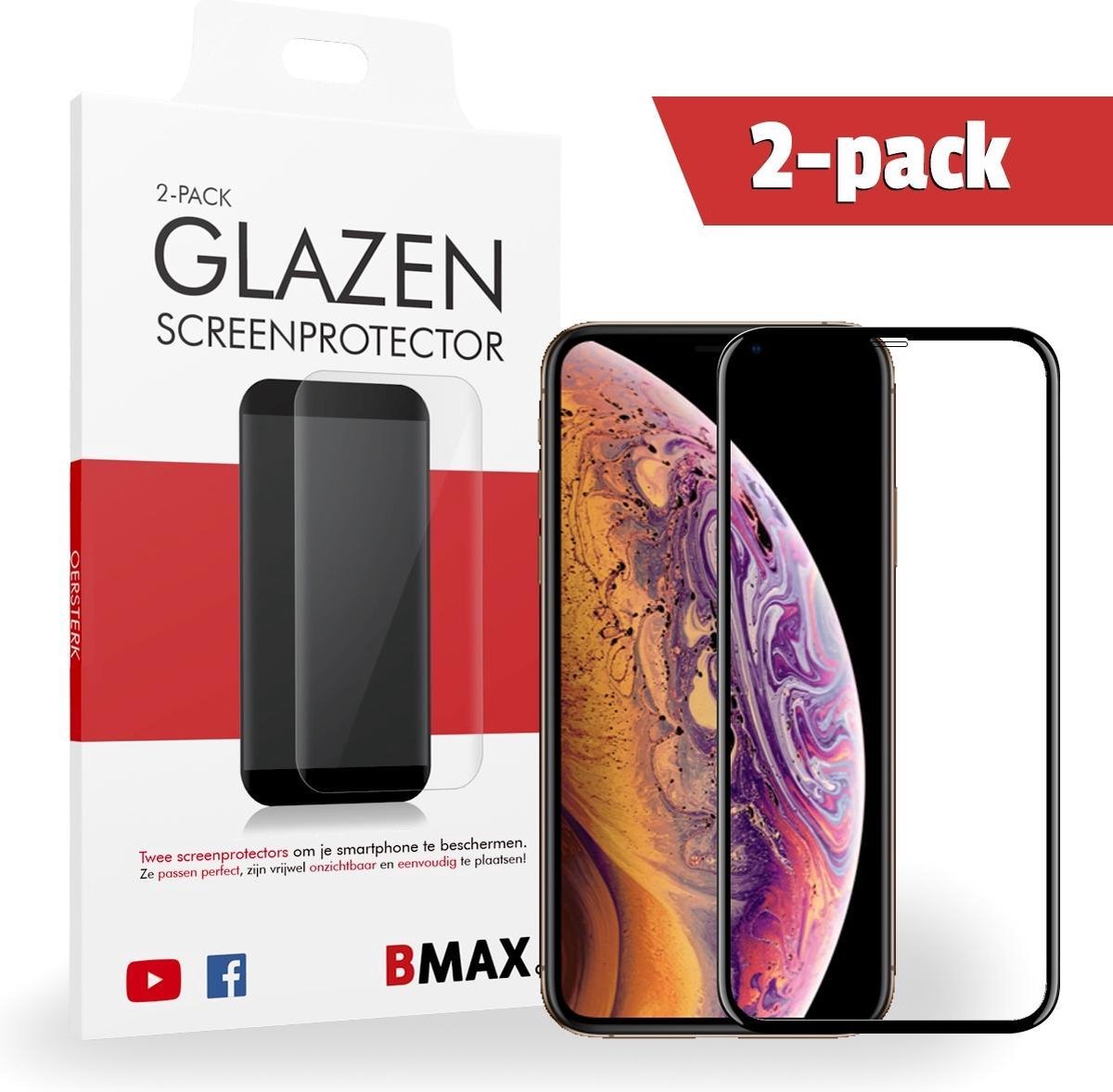 2-pack Bmax Apple Iphone Xs Screenprotector - Glass - Full Cover 5d - Black