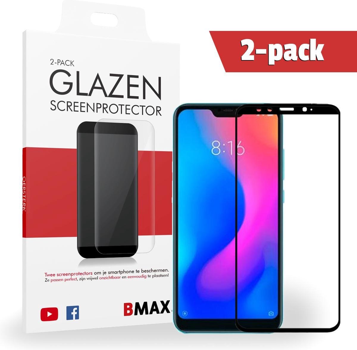 2-pack Bmax Xiaomi A2 Screenprotector - Glass - Full Cover 2.5d - Black