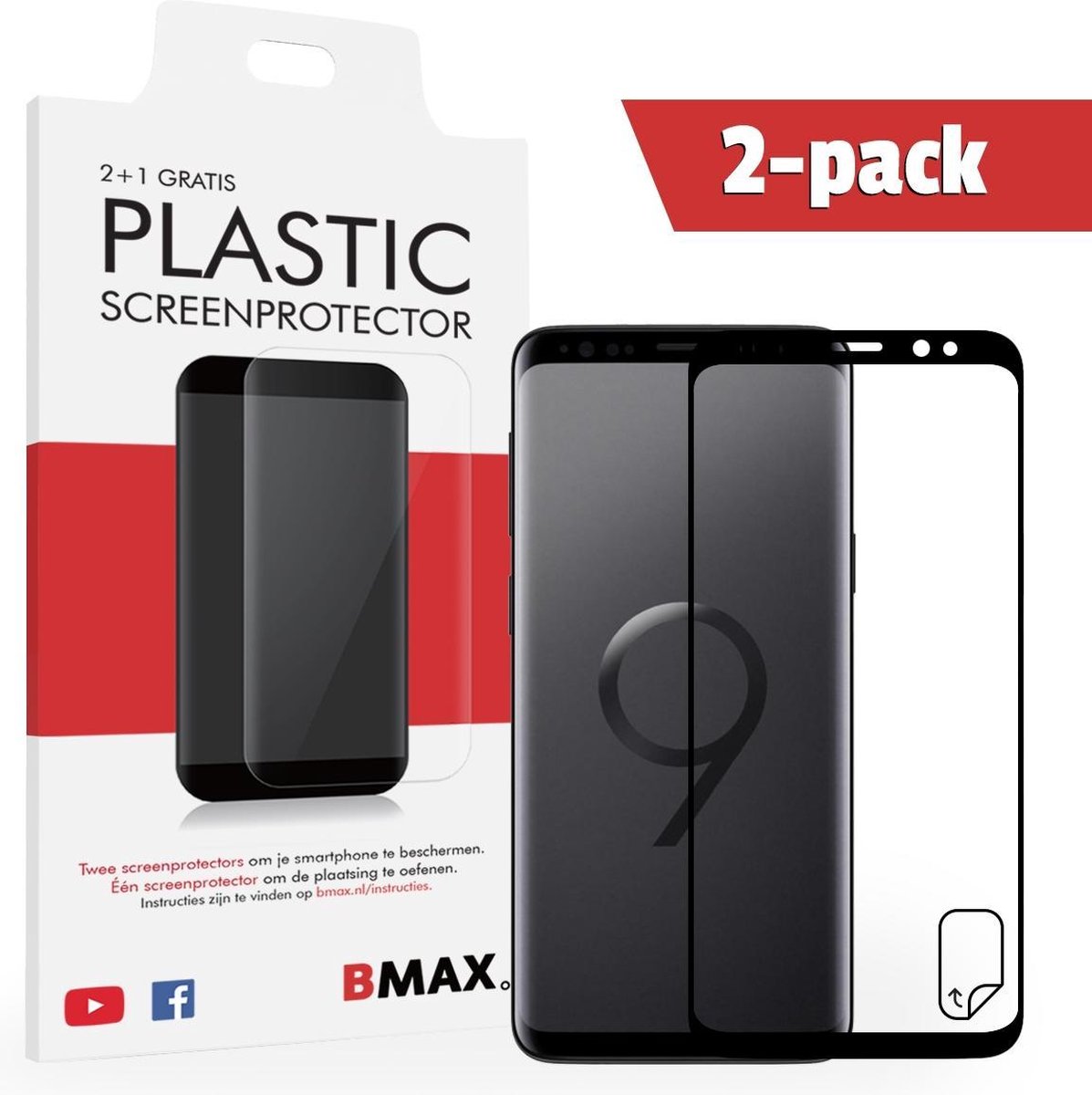 2+1-pack Bmax Samsung Galaxy S9 Plus Screenprotector - Pet - Full Cover