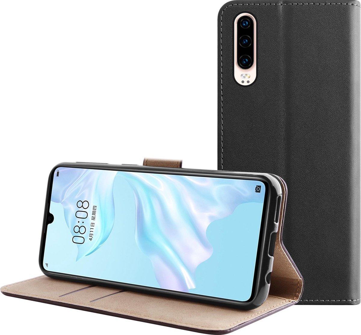 Bmax Leren Flip Case Hoesje Voor Huawei P30 - - Zwart