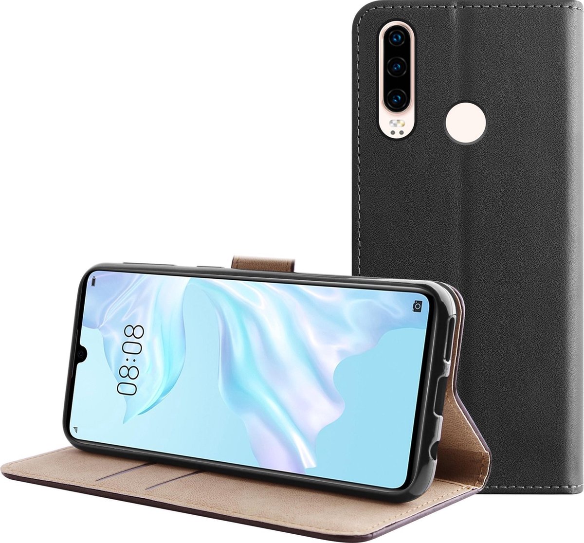 Bmax Leren Flip Case Hoesje Voor Huawei P30 Lite - - Zwart