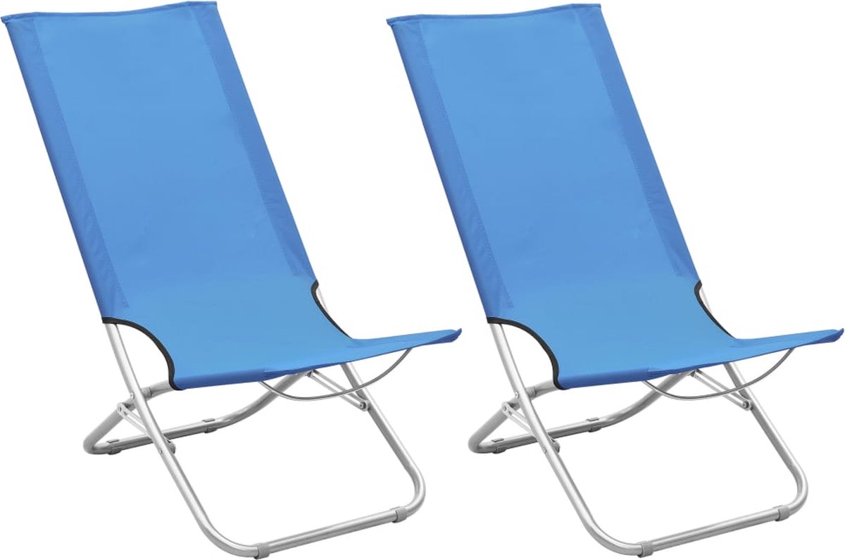 Vidaxl Strandstoelen 2 St Inklapbaar Stof - Blauw