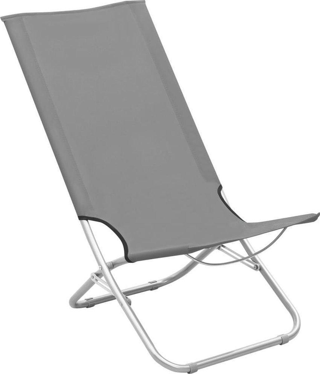 Vidaxl Strandstoelen 2 St Inklapbaar Stof - Grijs