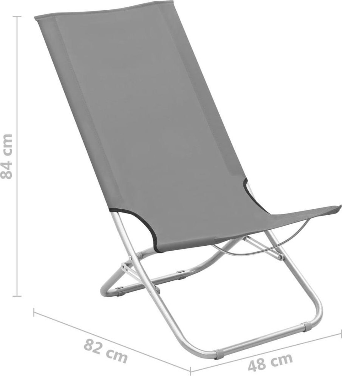 Vidaxl Strandstoelen 2 St Inklapbaar Stof - Grijs