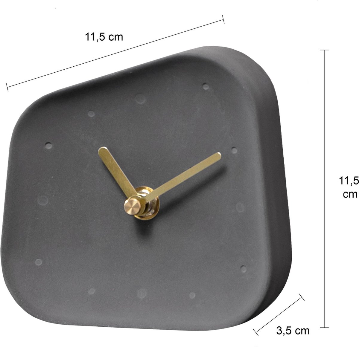 Quvio Tafelklok Beton Asymmetrisch Meten Wijzers - Antraciet - Goud