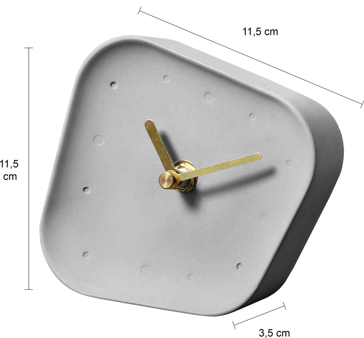 Quvio Tafelklok Beton Asymmetrisch Meten Wijzers - Grijs - Goud