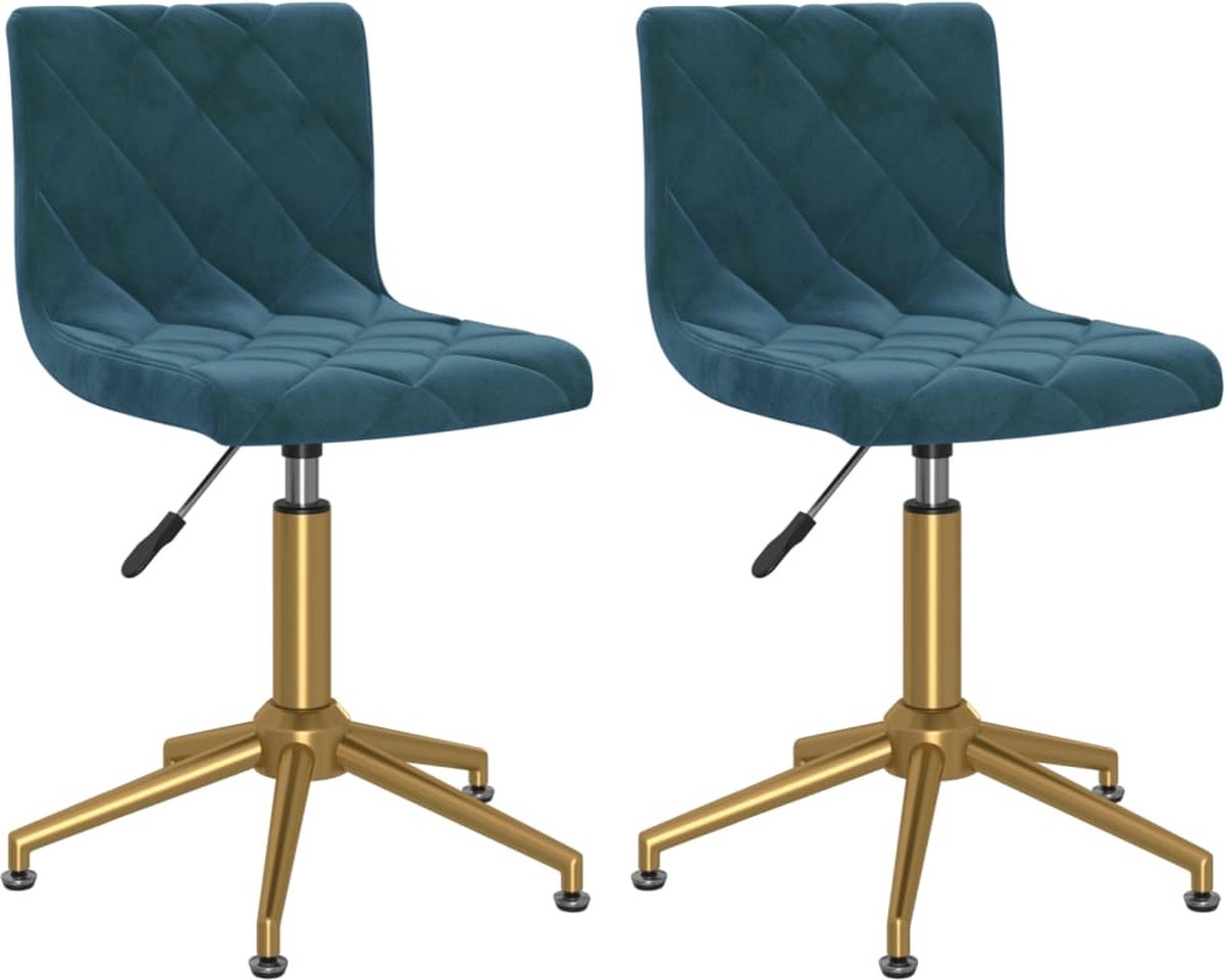 Vidaxl Eetkamerstoelen Draaibaar 2 St Fluweel - Blauw