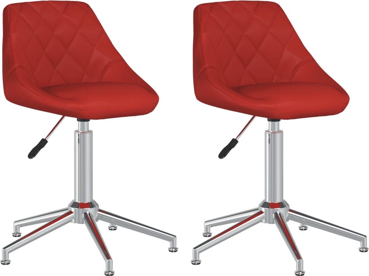 Vidaxl Eetkamerstoelen Draaibaar 2 St Kunstleer Wijn - Rood