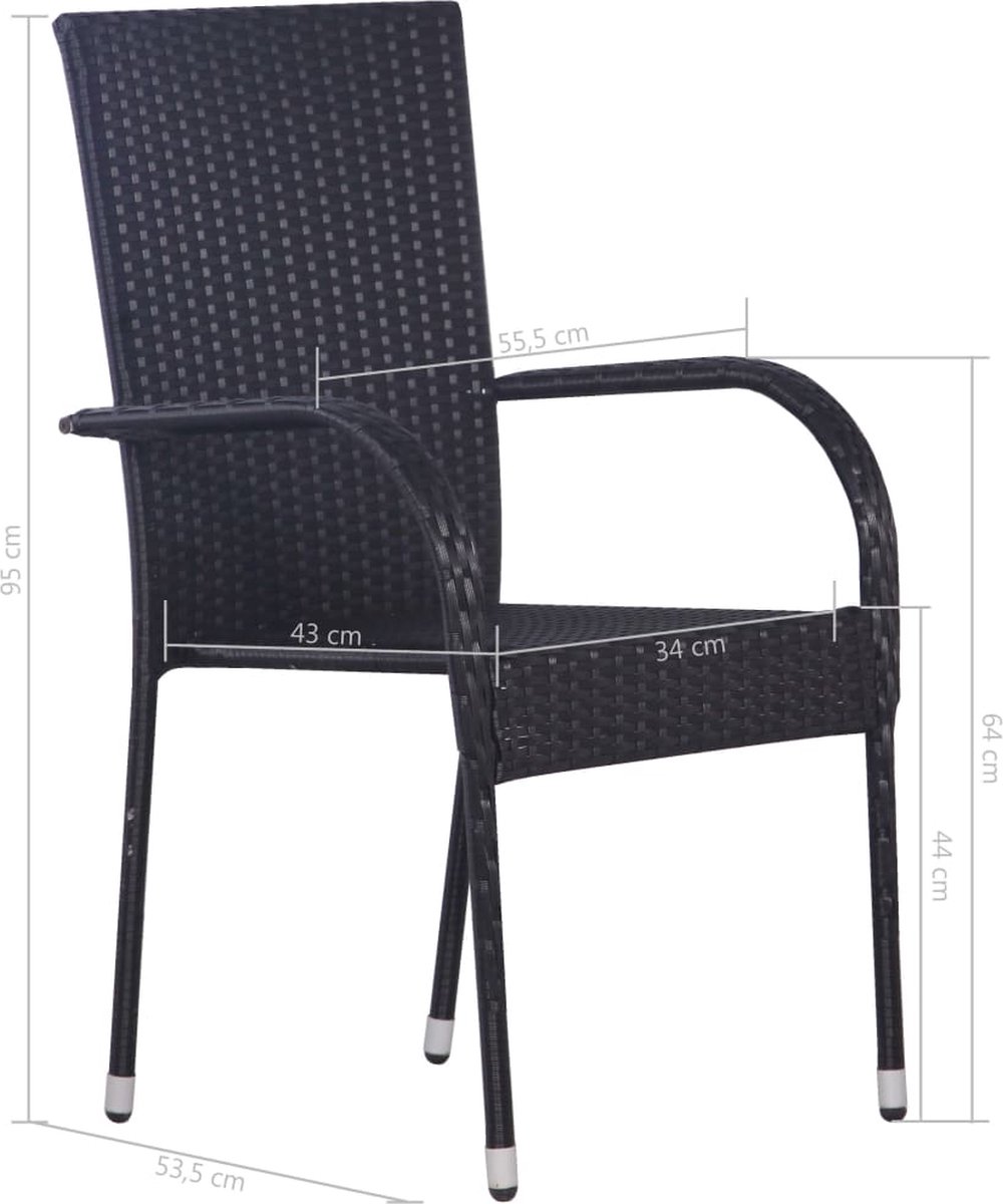 Vidaxl 5-delige Tuinset Poly Rattan - Zwart