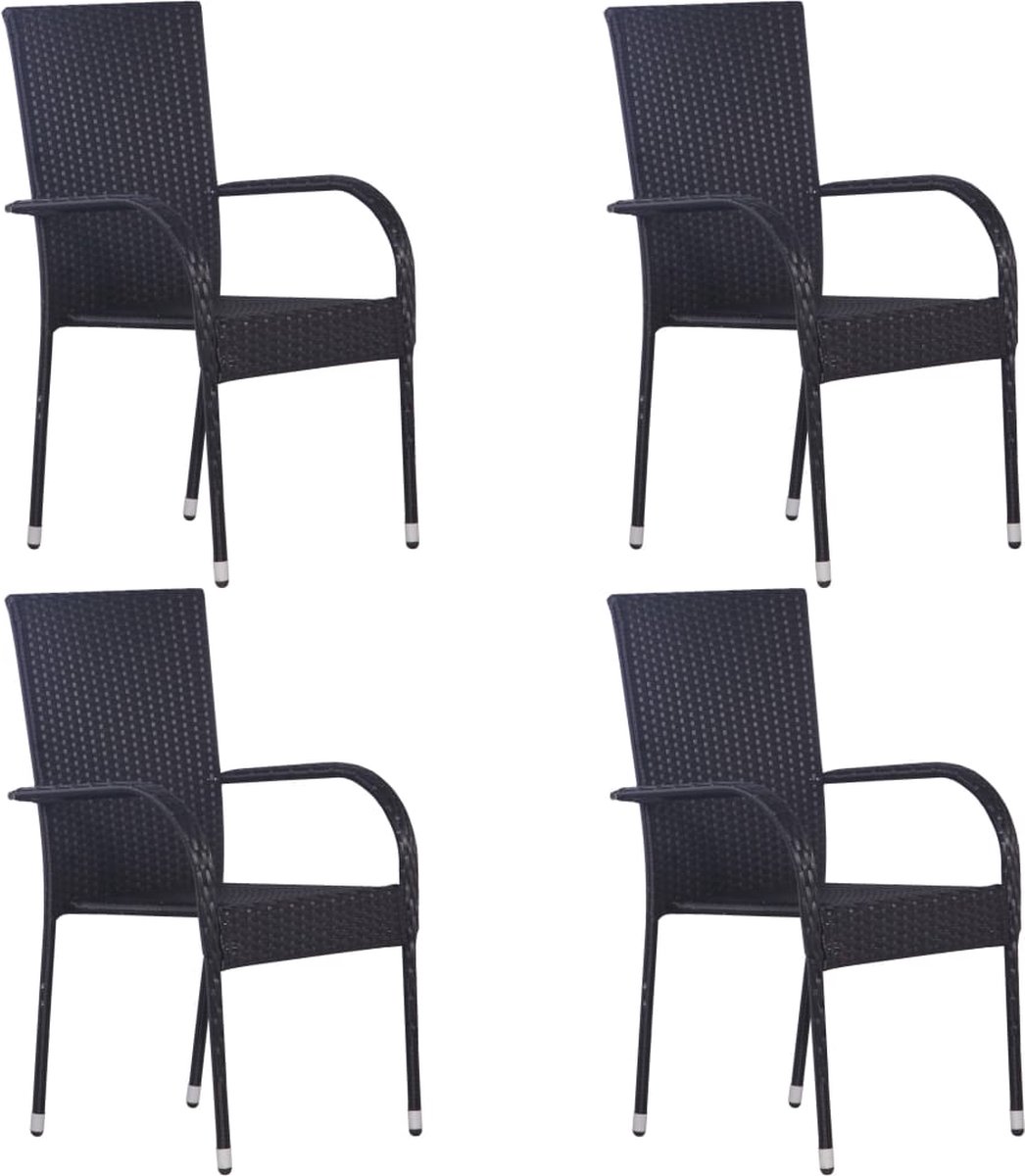 Vidaxl 5-delige Tuinset Poly Rattan - Zwart