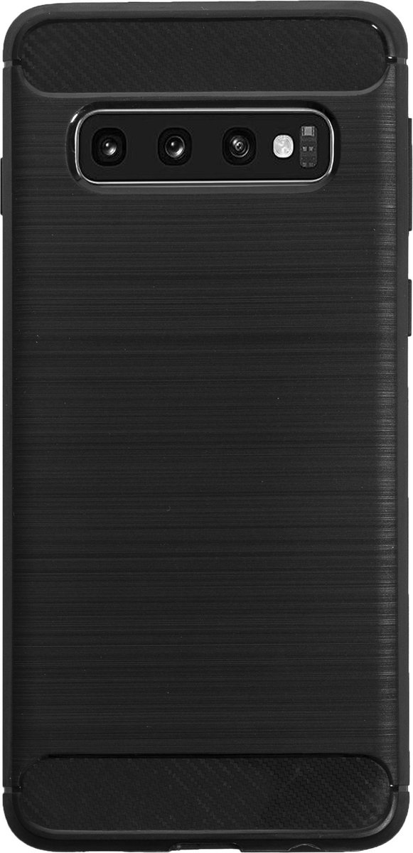 Bmax Carbon Soft Case Hoesje Voor Samsung Galaxy S10 - Black/ - Zwart