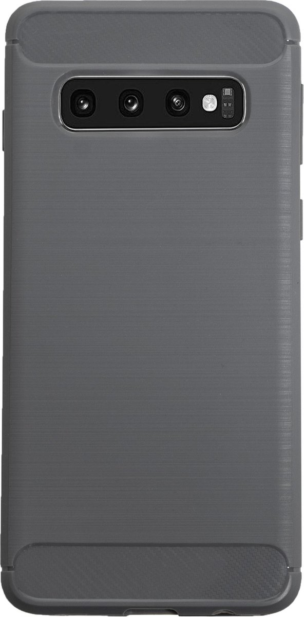 Bmax Carbon Soft Case Hoesje Voor Samsung Galaxy S10 - Grey/ - Grijs