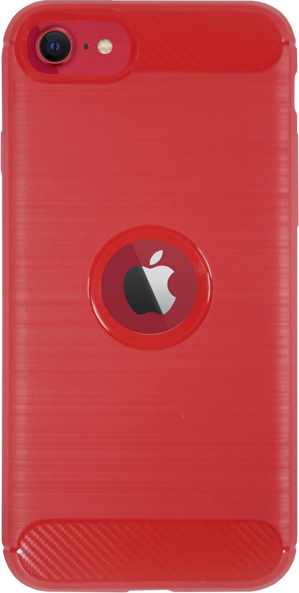 Bmax Carbon Soft Case Hoesje Voor Iphone Se 2020 - Red/ - Rood