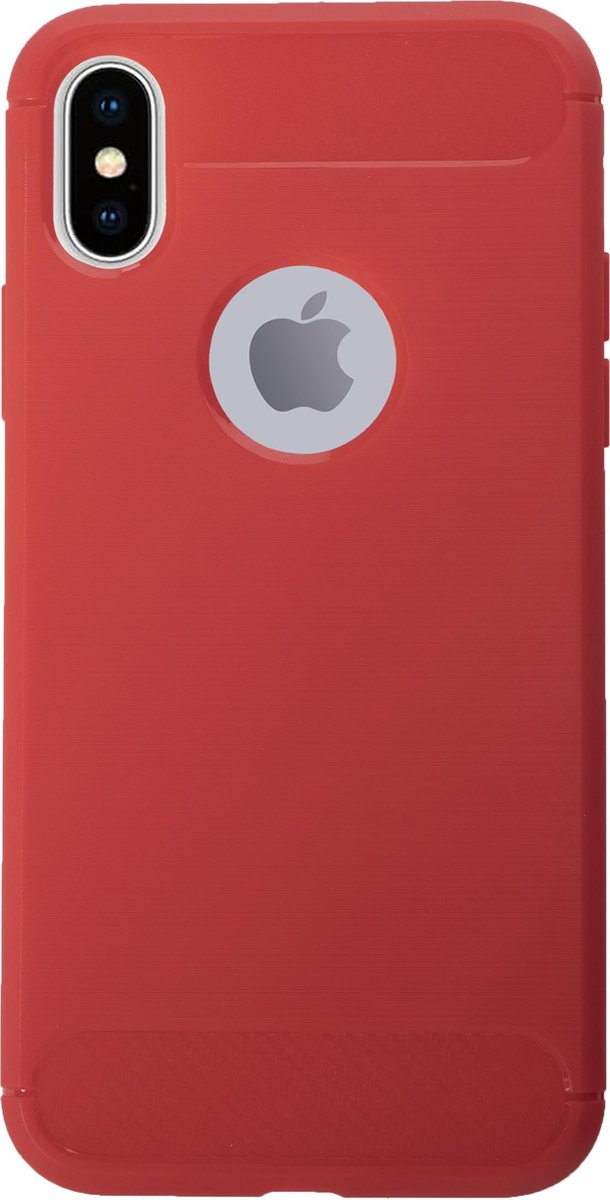 Bmax Carbon Soft Case Hoesje Voor Iphone X/xs - Red/ - Rood