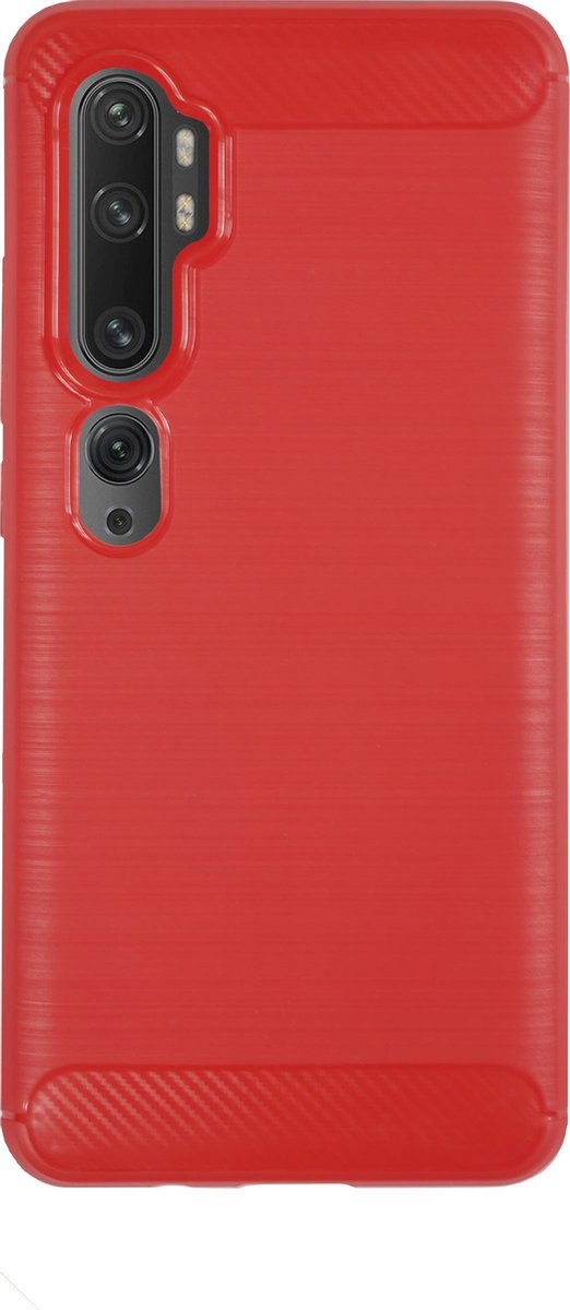 Bmax Carbon Soft Case Hoesje Voor Xiaomi Mi Note 10- Red/ - Rood